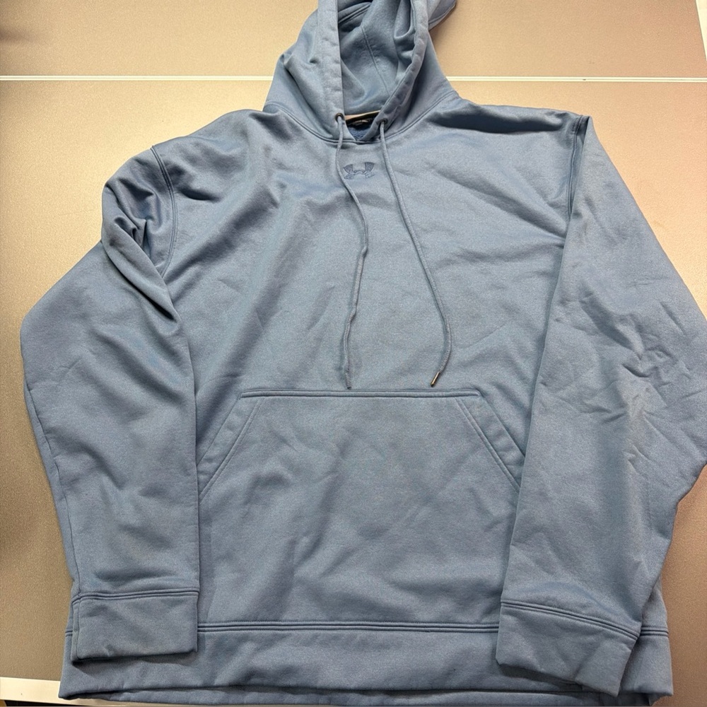 Under Armour Hoodie Mens XL Blue Pullover Short Sleeve Big Logo Loose Fit